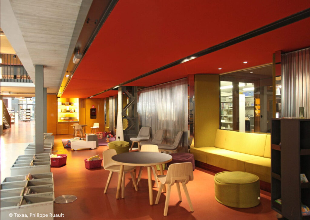 Mavotrans_Geluidsabsorptie_Texaa_Vibrasto_plafond_bibliotheek_mediatheque-Brest_03