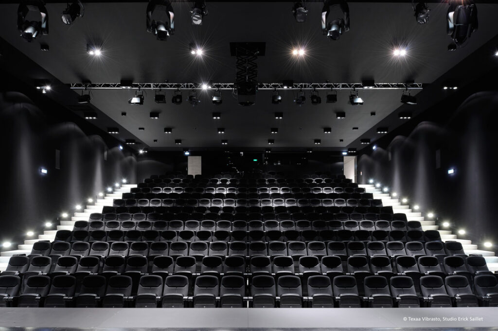 Mavotrans geluidsabsorptie_ Texaa_Vibrasto_bioscoop_plafond_wand_musee-des-confluences_02